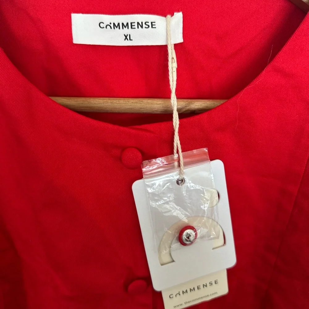 Commense Vibrant Red Button-Front Mini Dress - Picture 5 of 5